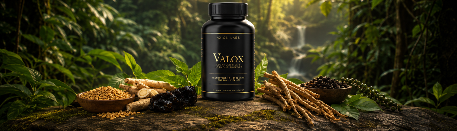 Valox com sementes de feno-grego, shilajit, raiz de tongkat ali e pimenta-preta